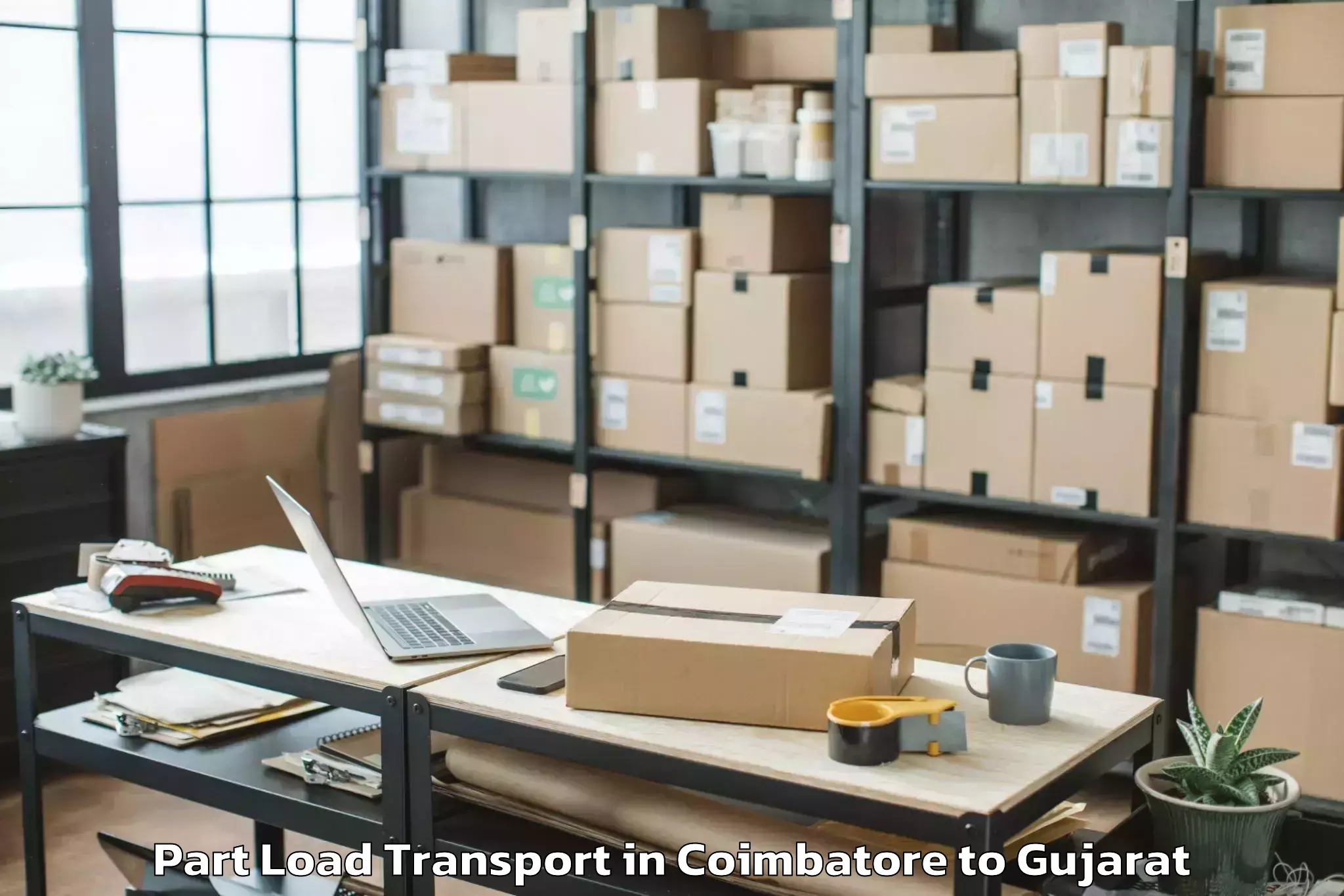 Book Coimbatore to Bhilad Part Load Transport Online